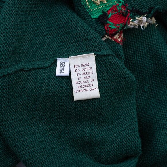 Susan Bristol Christmas Sweater M – Santa Embroidered 90s Green Holiday Knit - Picture 10 of 11